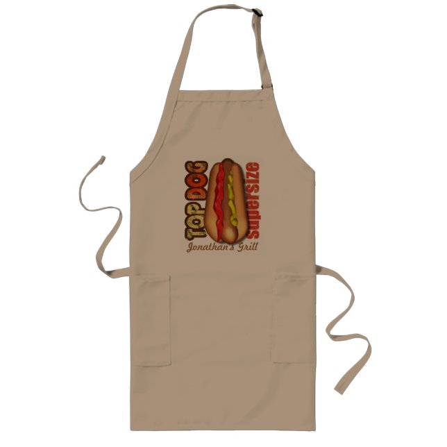 Funny Top Dog Hotdog Long Apron (Front)