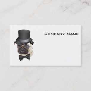 Funny Top Hat Monocle Sir Pug Dog Business Card