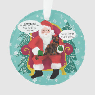 Funny Tortie Cat Meets Santa Photo Christmas Ornament