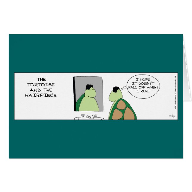Funny Tortoise and the Hairpiece Card (Front Horizontal)
