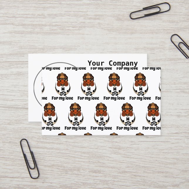 Funny Tortoise Chilling Monogram Business Card (Front/Back In Situ)