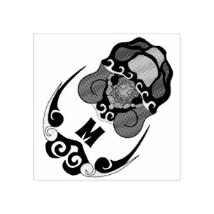 Funny Tortoise Chilling Monogram Rubber Stamp