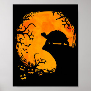Funny Tortoise Halloween Silhouette Soky Tortoise  Poster