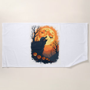 Funny Tortoise Halloween Silhouette Spooky Tortois Beach Towel