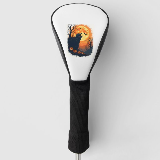 Funny Tortoise Halloween Silhouette Spooky Tortois Golf Head Cover (Front)