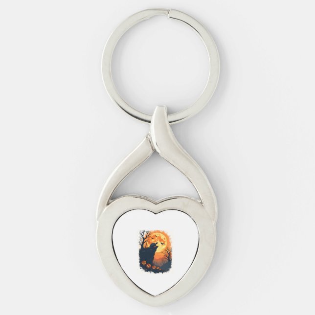 Funny Tortoise Halloween Silhouette Spooky Tortois Keychain (Front)