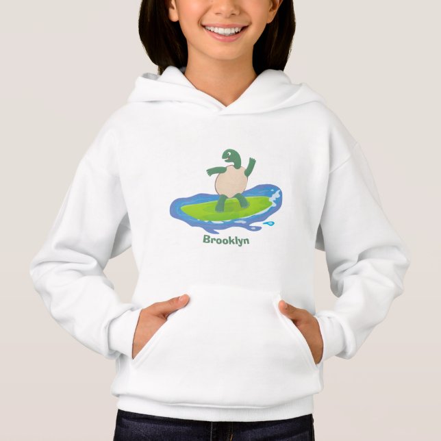 Funny tortoise wave surfing cartoon (Front)