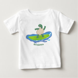Funny tortoise wave surfing cartoon baby T-Shirt