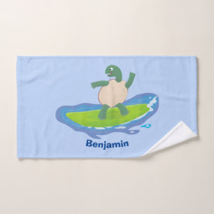 Funny tortoise wave surfing cartoon bath towel set