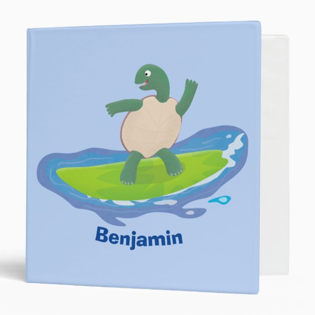 Funny tortoise wave surfing cartoon  binder (Front/Inside)