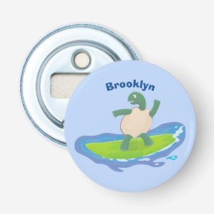 Funny tortoise wave surfing cartoon bottle opener