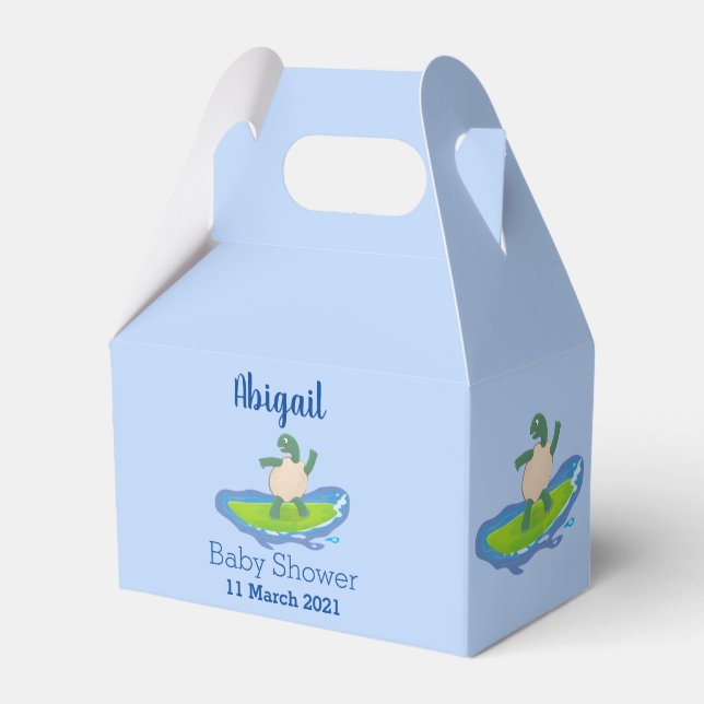 Funny tortoise wave surfing cartoon  favor box (Front Side)