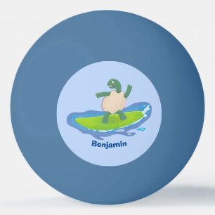 Funny tortoise wave surfing cartoon ping pong ball