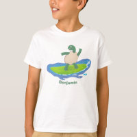 Funny tortoise wave surfing cartoon