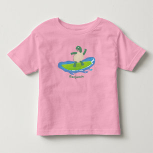 Funny tortoise wave surfing cartoon toddler t-shirt