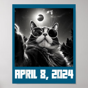 Funny Total Solar Eclipse Cat Selfie Poster