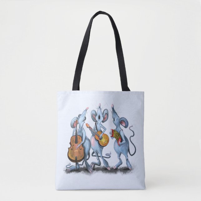 Funny Tote Bag with Mouse Music Band (Front)