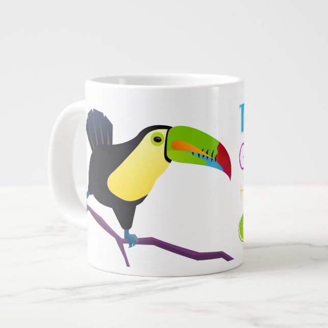 Funny Toucan Pun Mug - Colourful Bird (Front Left)