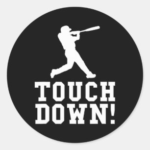 Funny Touchdown Baseball Football Sports Gift Classic Round Sticker