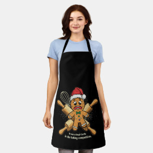 Funny "Tough Battle" Gingerbread Man Christmas  Apron