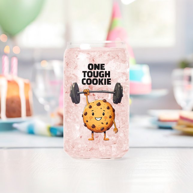 Funny Tough Cookie Lifting Barbell Can Glass (Insitu (Birthday))