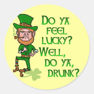 Funny Tough Lucky Drunk Leprechaun Classic Round Sticker