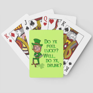Funny Tough Lucky Drunk Leprechaun Playing Cards