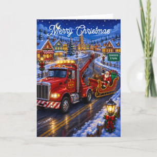 Funny Tow Truck Business Clients Christmas Holiday Card