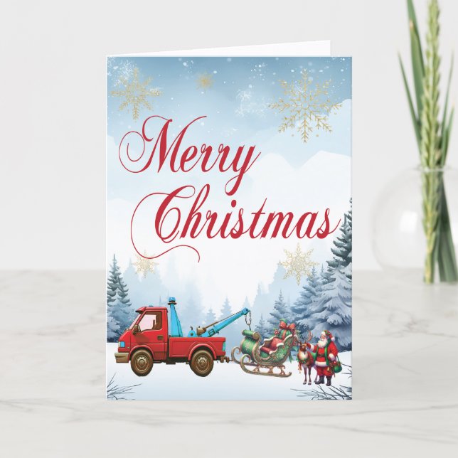 Funny Tow Truck Company Christmas Card (Front)