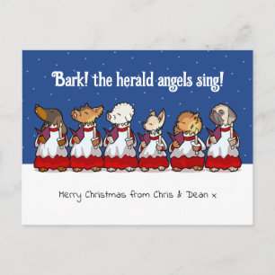 Funny Toy Dog Christmas Choir Dachshund Cartoon Holiday Postcard