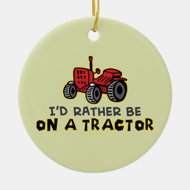 Funny Tractor Ceramic Ornament (Front)