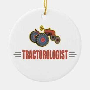 Funny Tractor Ceramic Ornament