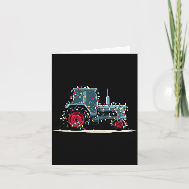 Funny Tractor Christmas Graphics Lights Lover Farm Card (Front)