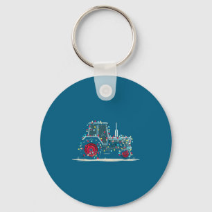 Funny Tractor Christmas Graphics Lights Lover Farm Keychain