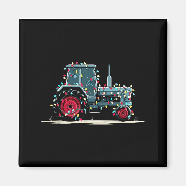 Funny Tractor Christmas Graphics Lights Lover Farm Magnet (Front)