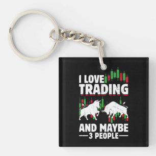 Funny Trading Quote Bull & Candlestick Daytrading  Keychain