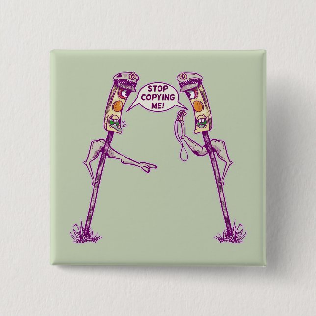 Funny traffic lights 2 inch square button (Front)