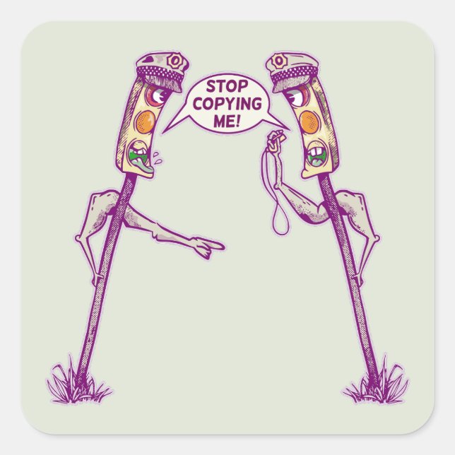 Funny traffic lights square sticker (Front)