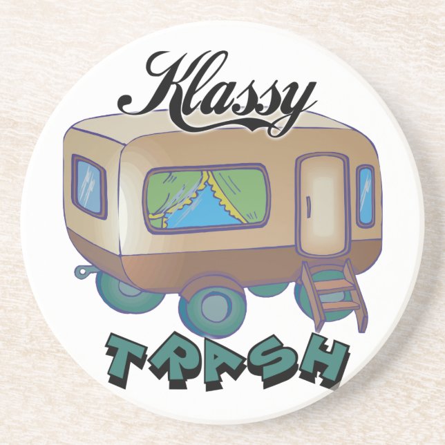 Funny Trailer Park Sandstone Coaster (Front)