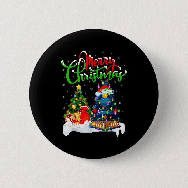 Funny Train Lover Xmas Lighting Santa Train Christ 2 Inch Round Button (Front)