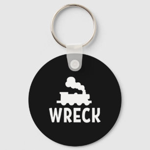 Funny Train Wreck . Sarcastic Joke Tee Keychain