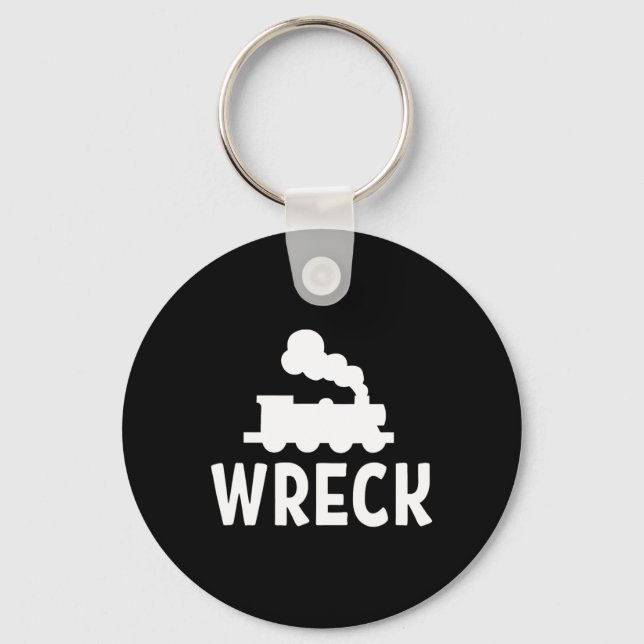 Funny Train Wreck . Sarcastic Joke Tee  Keychain (Front)