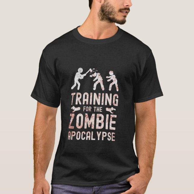 Funny Training For Zombie Apocalypse Zombies Undea T-Shirt (Front)