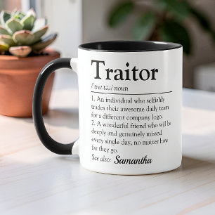 Funny Traitor Definition Coworker Leaving Farewell Mug