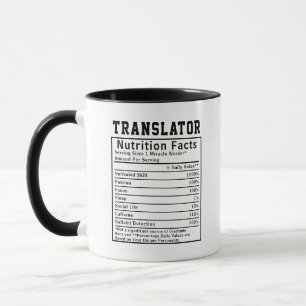 Funny Translator Nutrition Facts Language Skills Mug