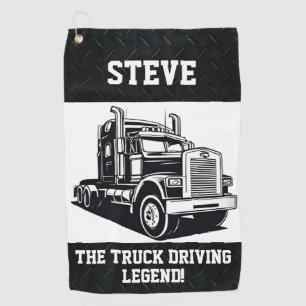 Funny Transport Semi Truck Driver Custom Name Golf Towel
