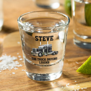 Funny Transport Semi Truck Driver Custom Name Shot Glass