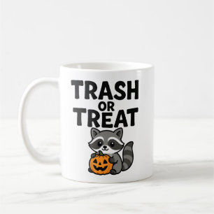 Funny Trash or Treat Raccoon Halloween Design Coffee Mug