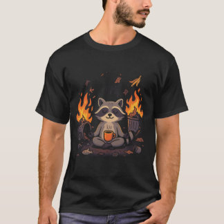 Funny Trash Panda Relaxing by Fire Cute Raccoon T-Shirt