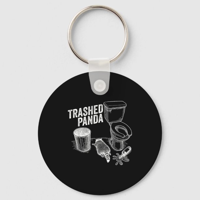 Funny Trashed Panda Drunk Raccoon Meme Alcohol Lov Keychain (Front)